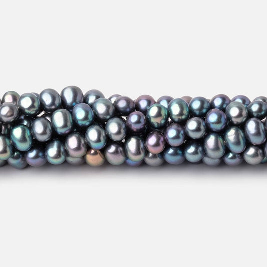 6mm Teal Peacock Off Round Freshwater Pearls