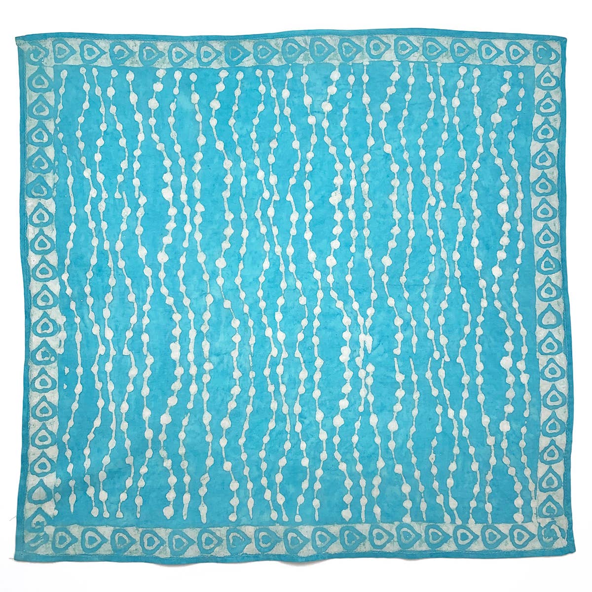 Aqua Circle Stripes Block Printed Bandana