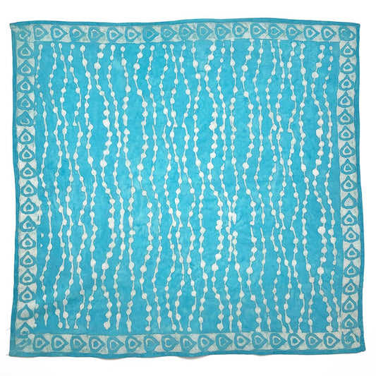 Aqua Circle Stripes Block Printed Bandana