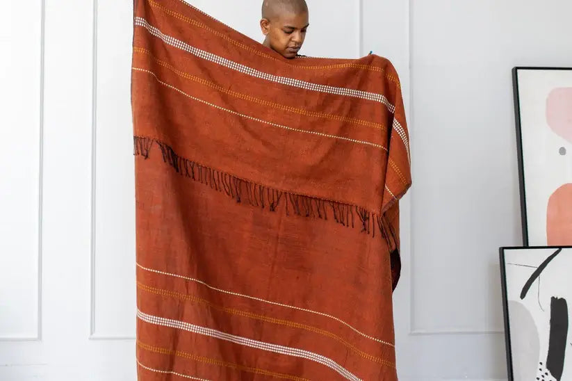 Zenach handwoven Ethiopian cotton throw blanket