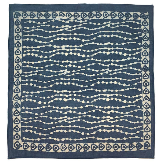 Navy Circle Stripes Block Printed Bandana