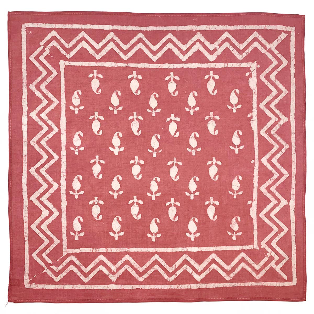 Light Red Floral Block and Chevron Printed Bandana