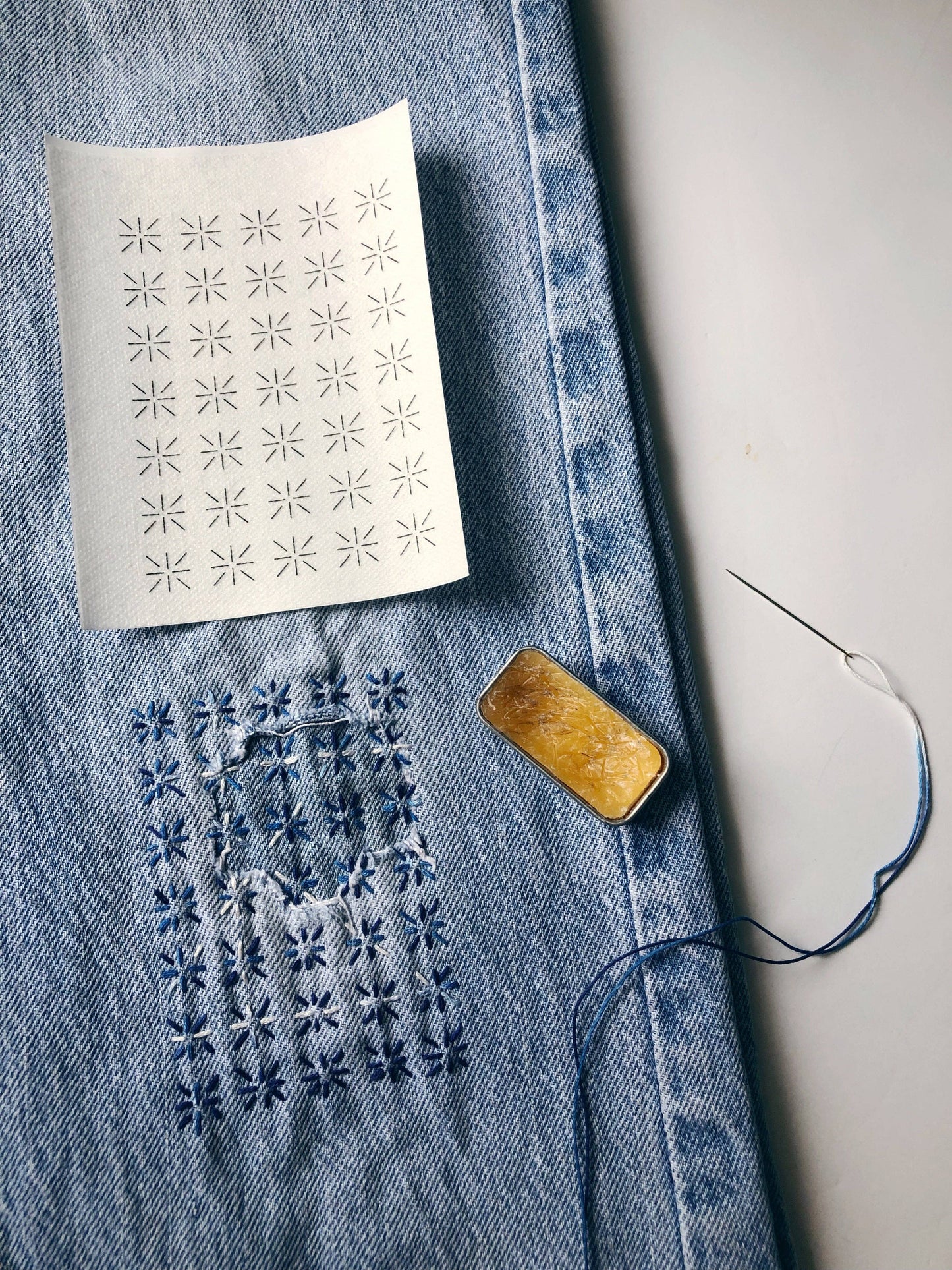 Sashiko Mending Patterns #1 Blue