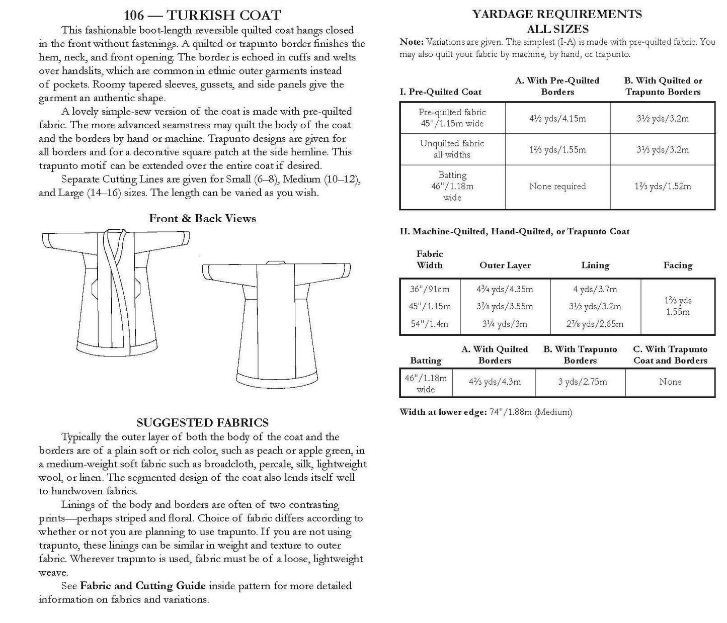 106 Turkish Coat - Sewing Pattern