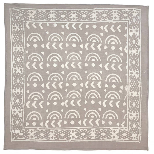 Taupe Gray Geometric Block Printed Bandana