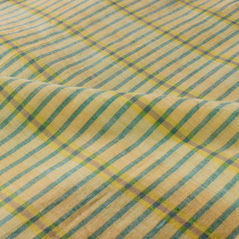 yellow grid mercanized cotton