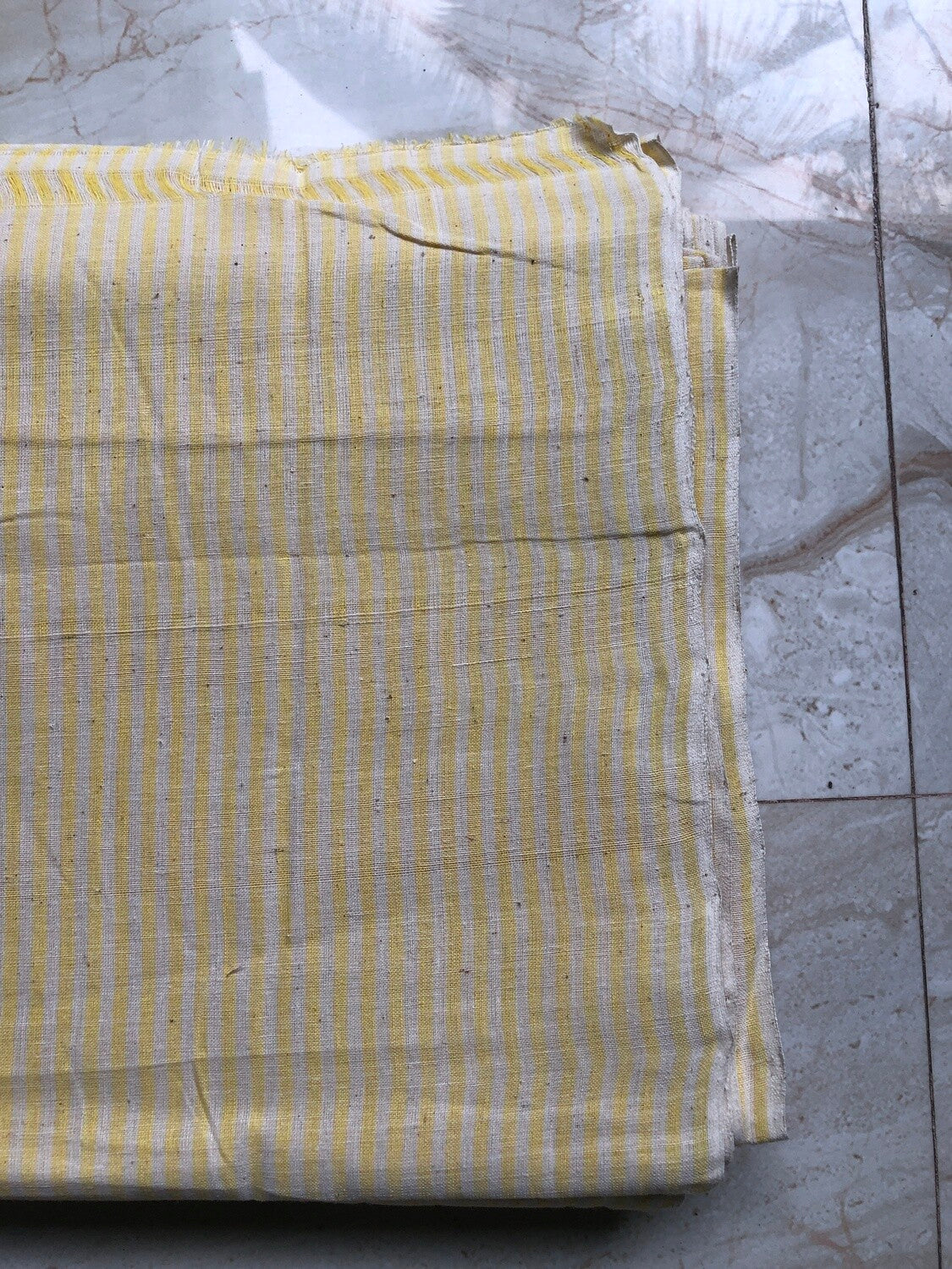 Yellow and Natural Striped Cotton