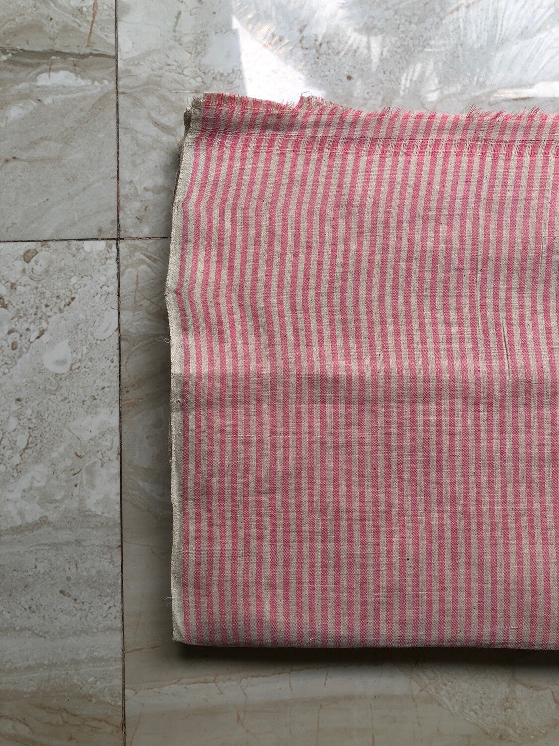 Pink and Natural Stripe Cotton