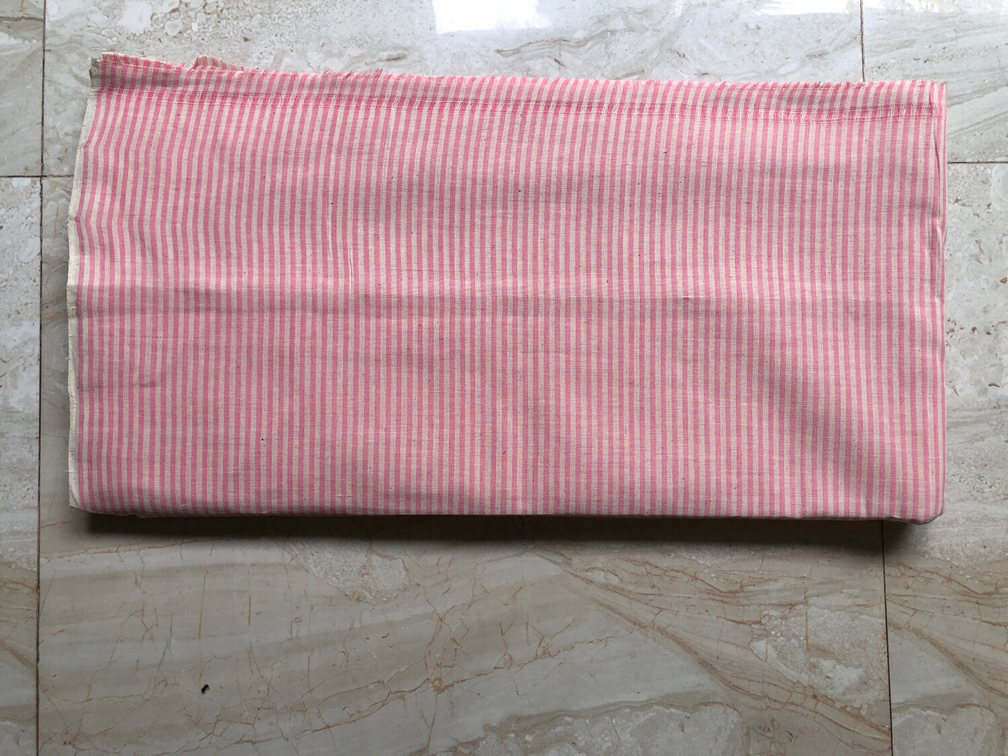 Pink and Natural Stripe Cotton