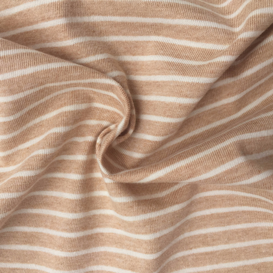 Organic Cotton Jersey – Light Brown & Ecru Stripes