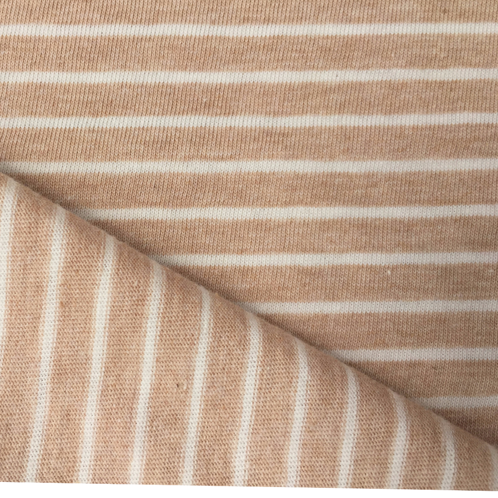 Organic Cotton Jersey – Light Brown & Ecru Stripes