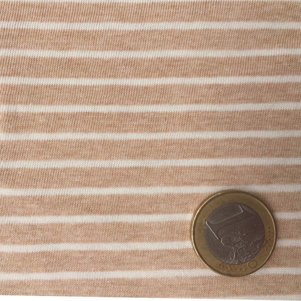 Organic Cotton Jersey – Light Brown & Ecru Stripes