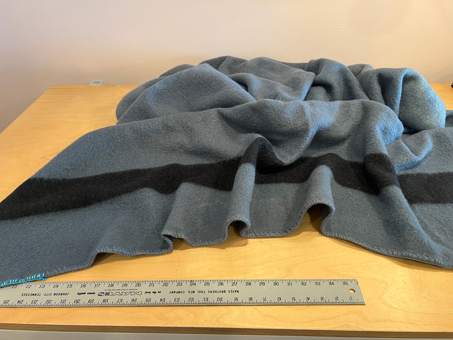 Vintage Blue Wool Camping Blanket