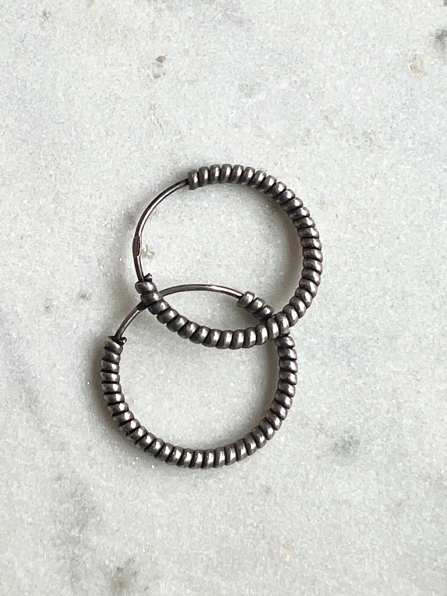 Small Twisted Silver Hoops