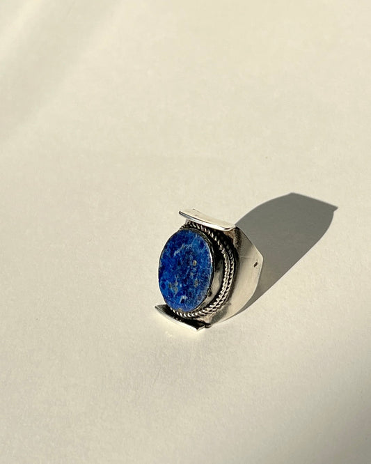 lapis lazuli silver filagree ring