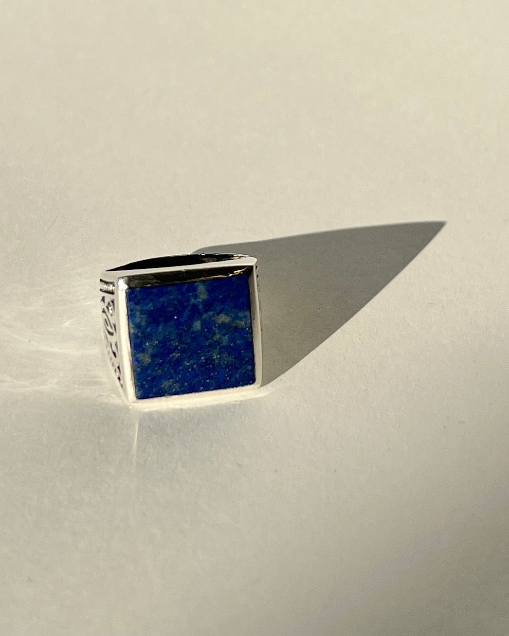 square lapis lazuli silver ring