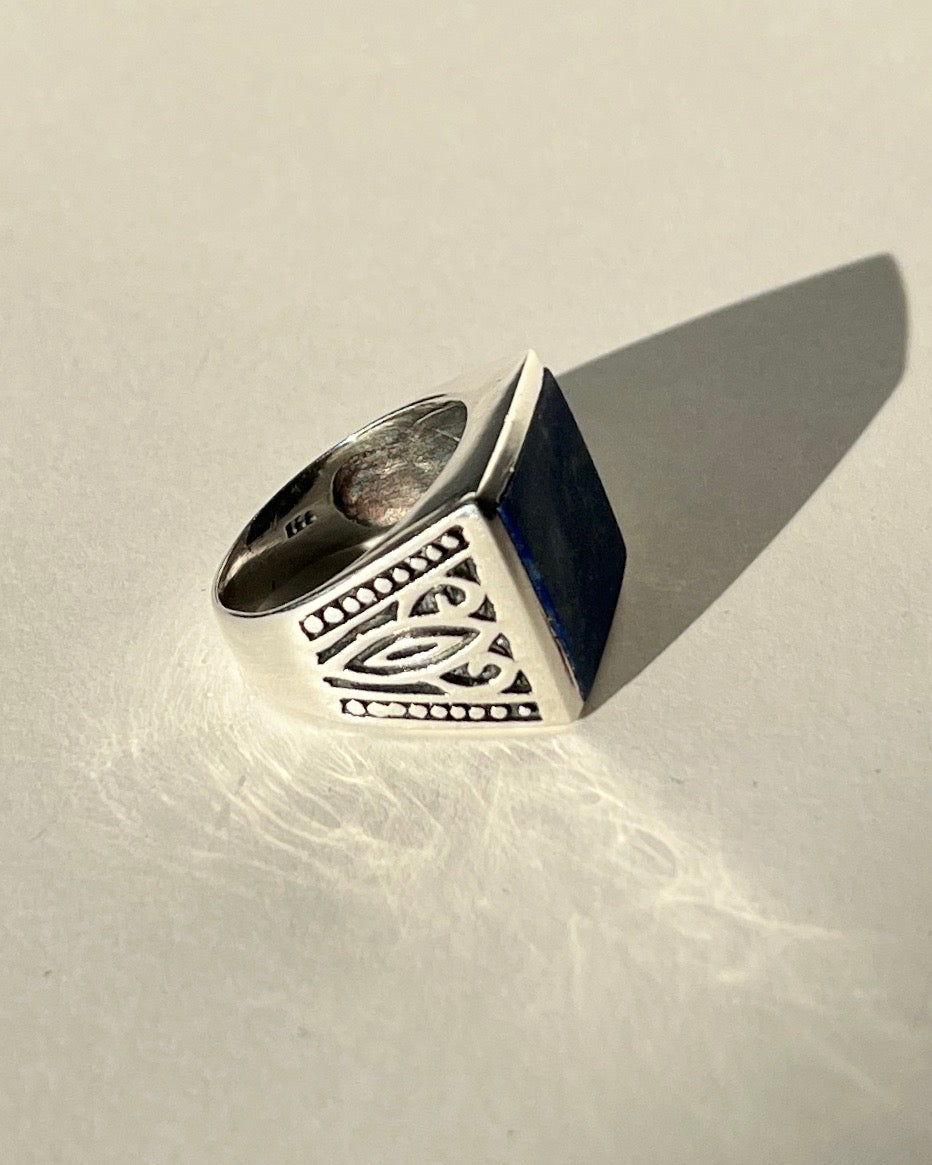 square lapis lazuli silver ring