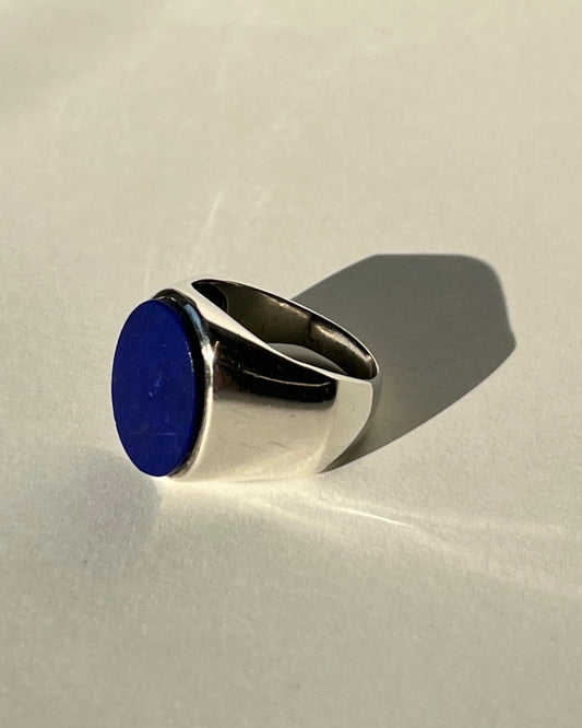 large lapus lazuli silver signet ring