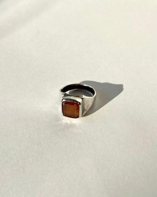 hessonite garnet silver ring