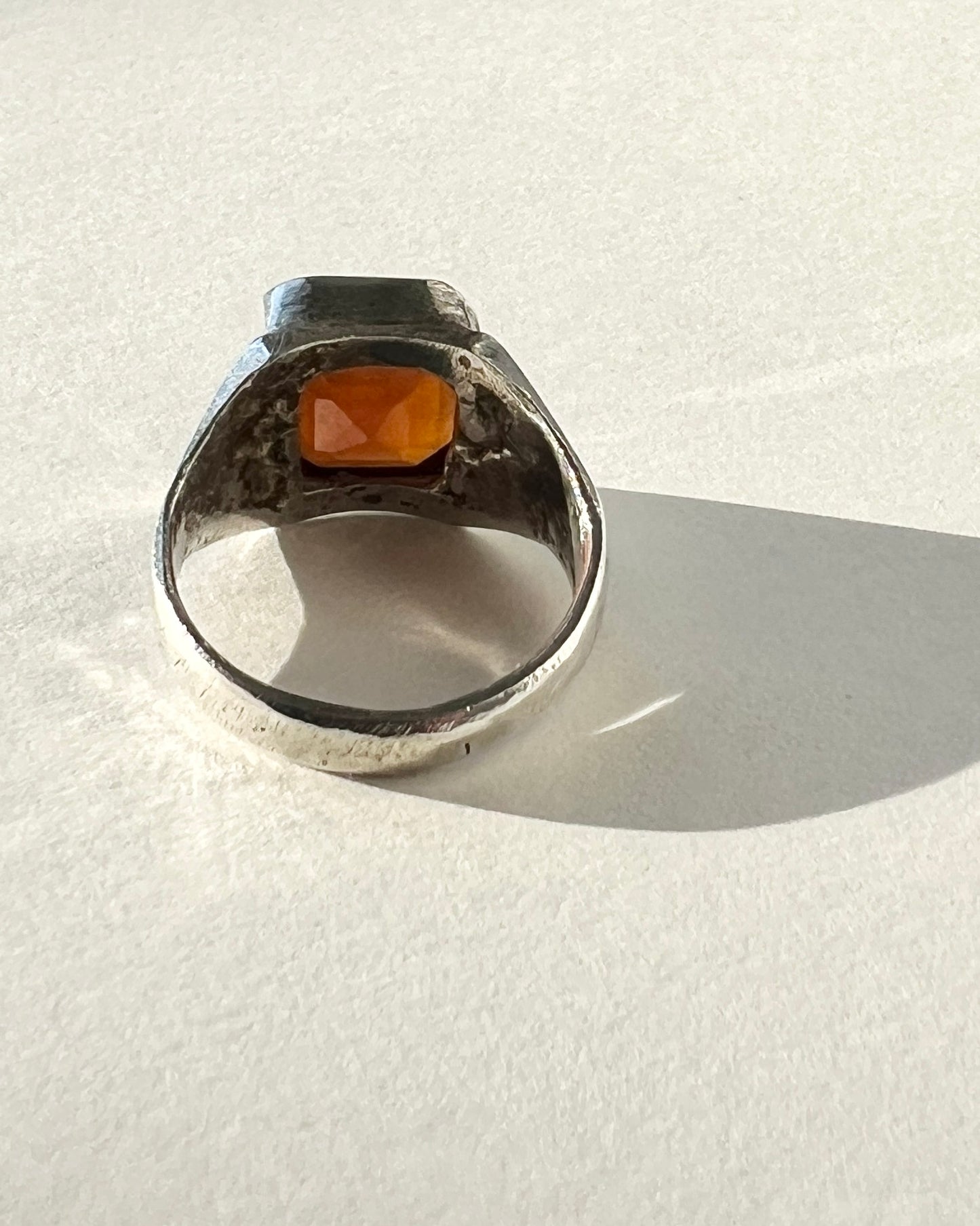 hessonite garnet silver ring