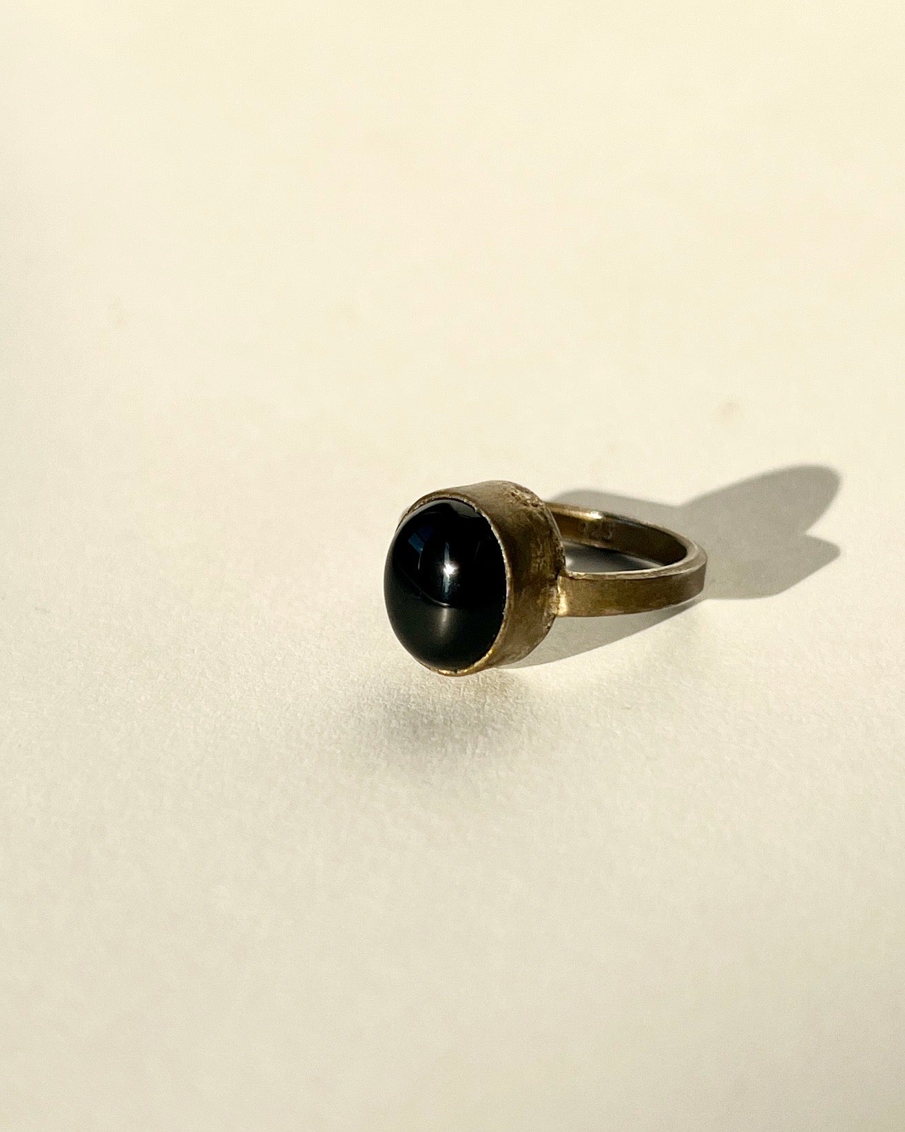 black onyx tarnished silver ring