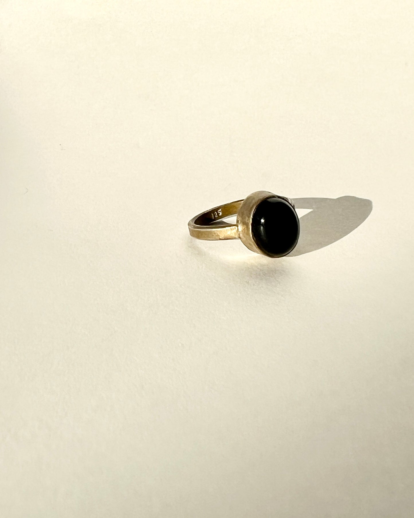 black onyx tarnished silver ring