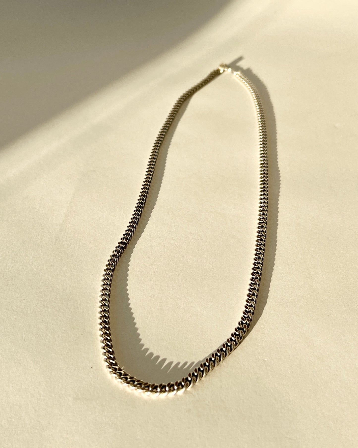 heavy silver chain with S hook closure