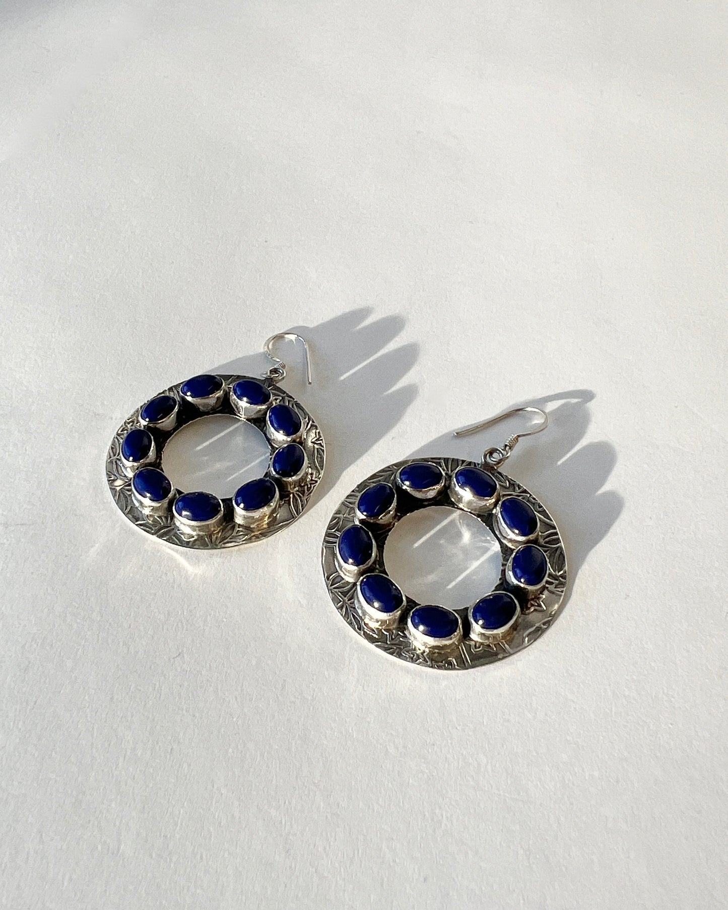 lapis lazuli circle earrings