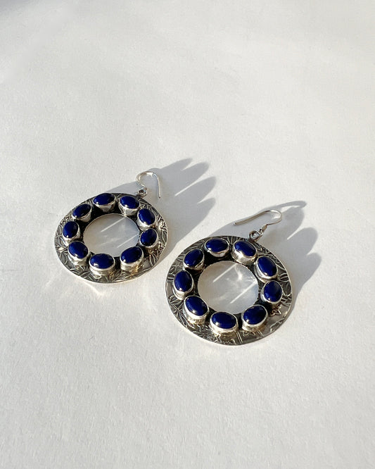 lapis lazuli circle earrings