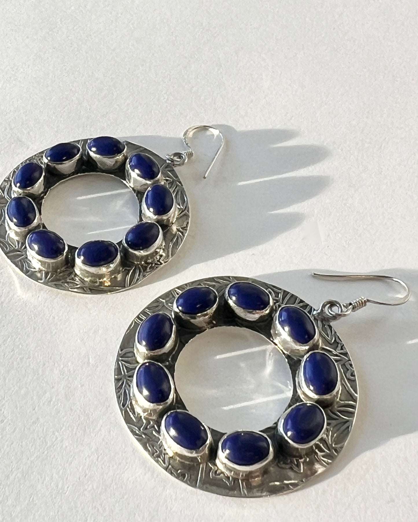 lapis lazuli circle earrings