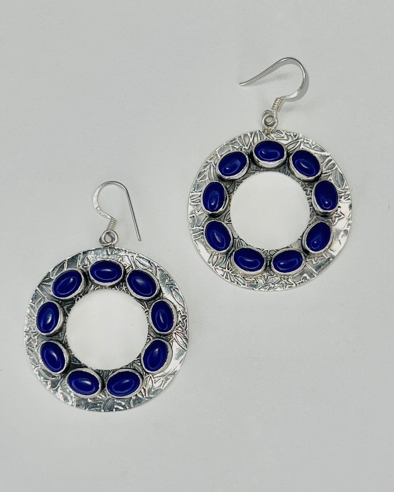 lapis lazuli circle earrings