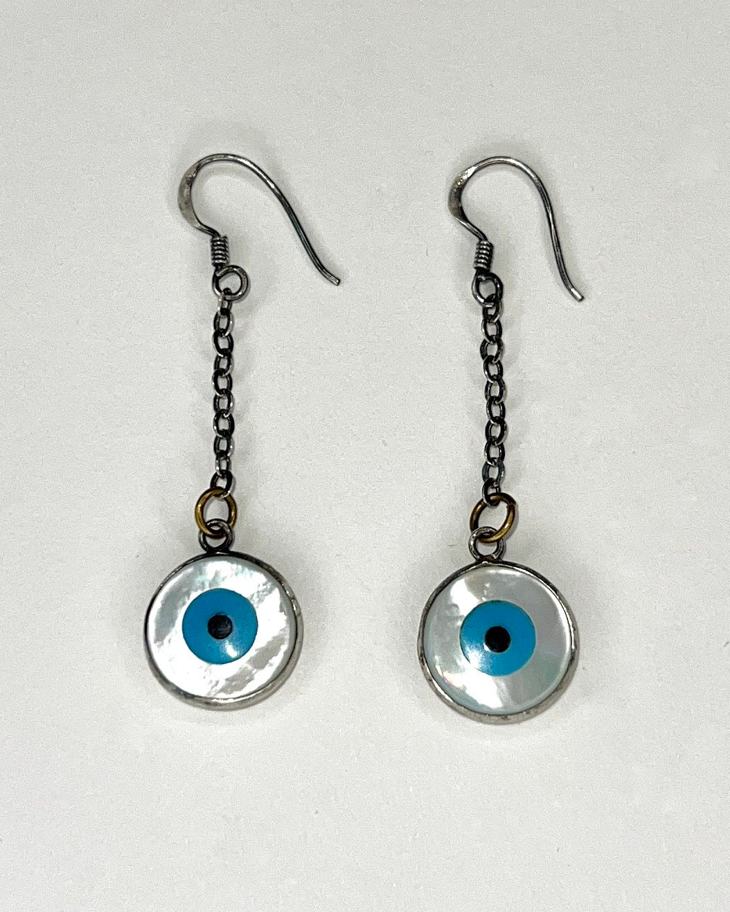 mother of pearl evil eye earrings