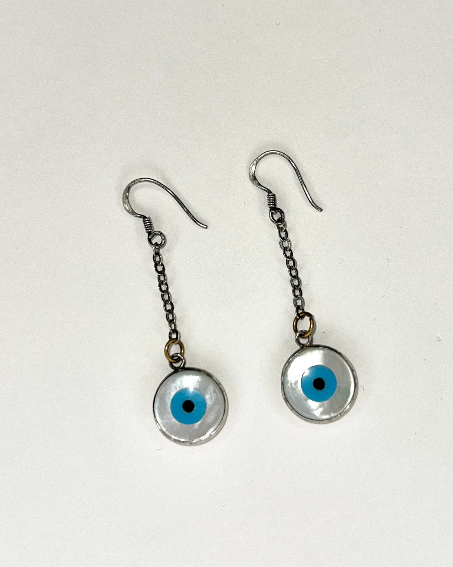 mother of pearl evil eye earrings