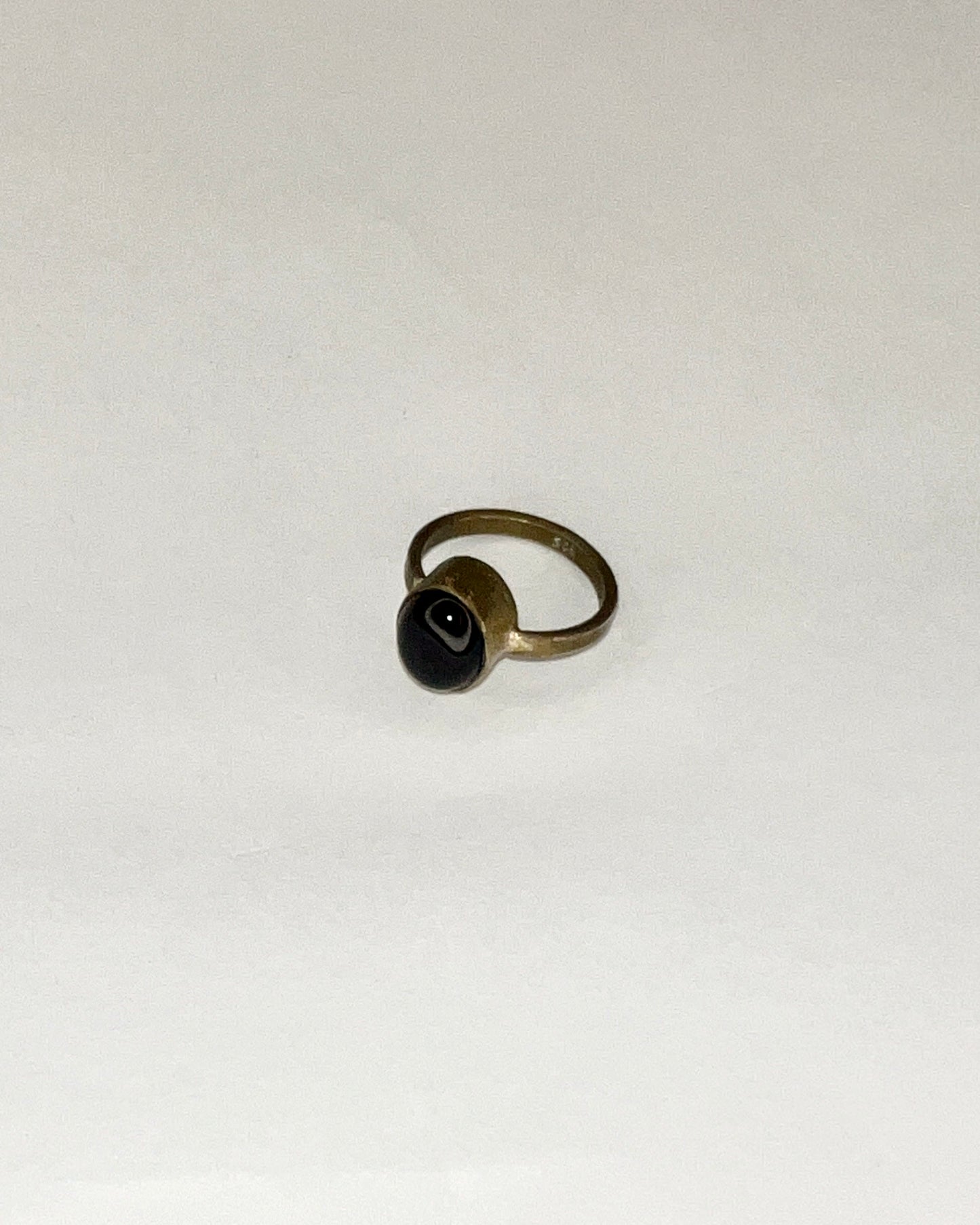 black onyx tarnished silver ring