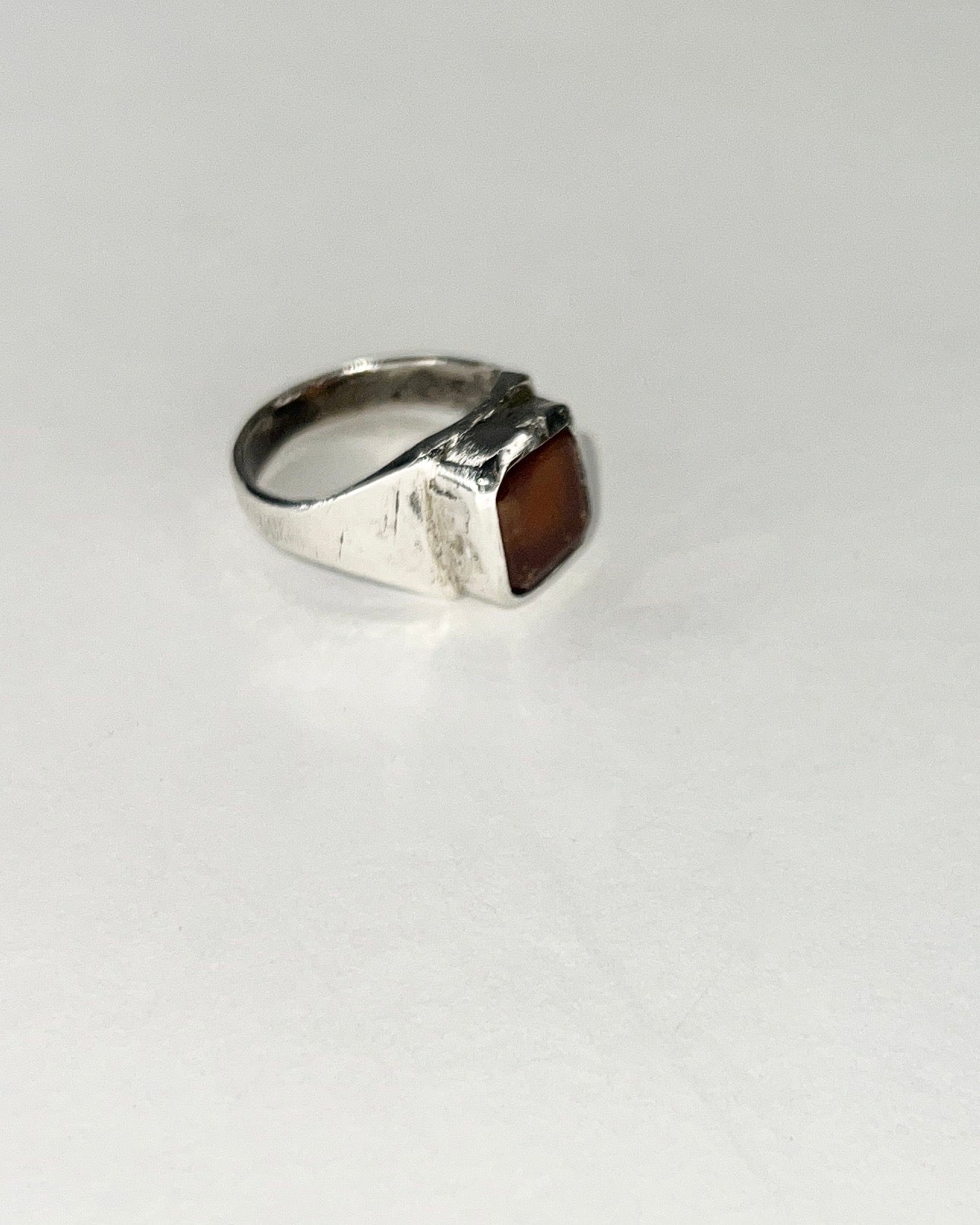 hessonite garnet silver ring