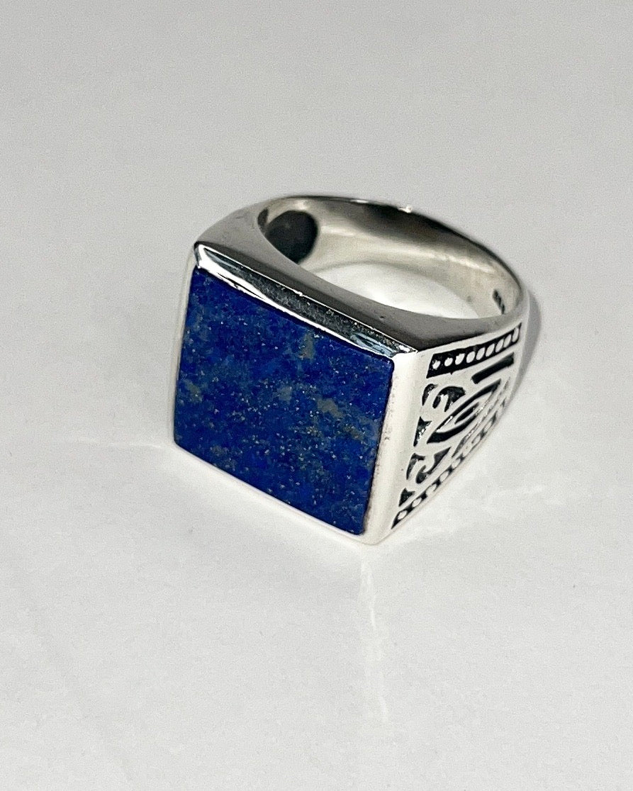 square lapis lazuli silver ring