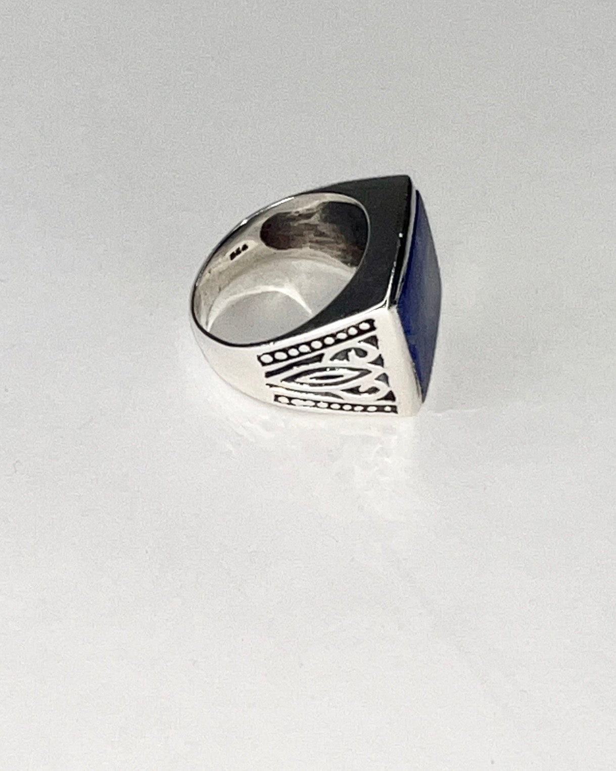 square lapis lazuli silver ring