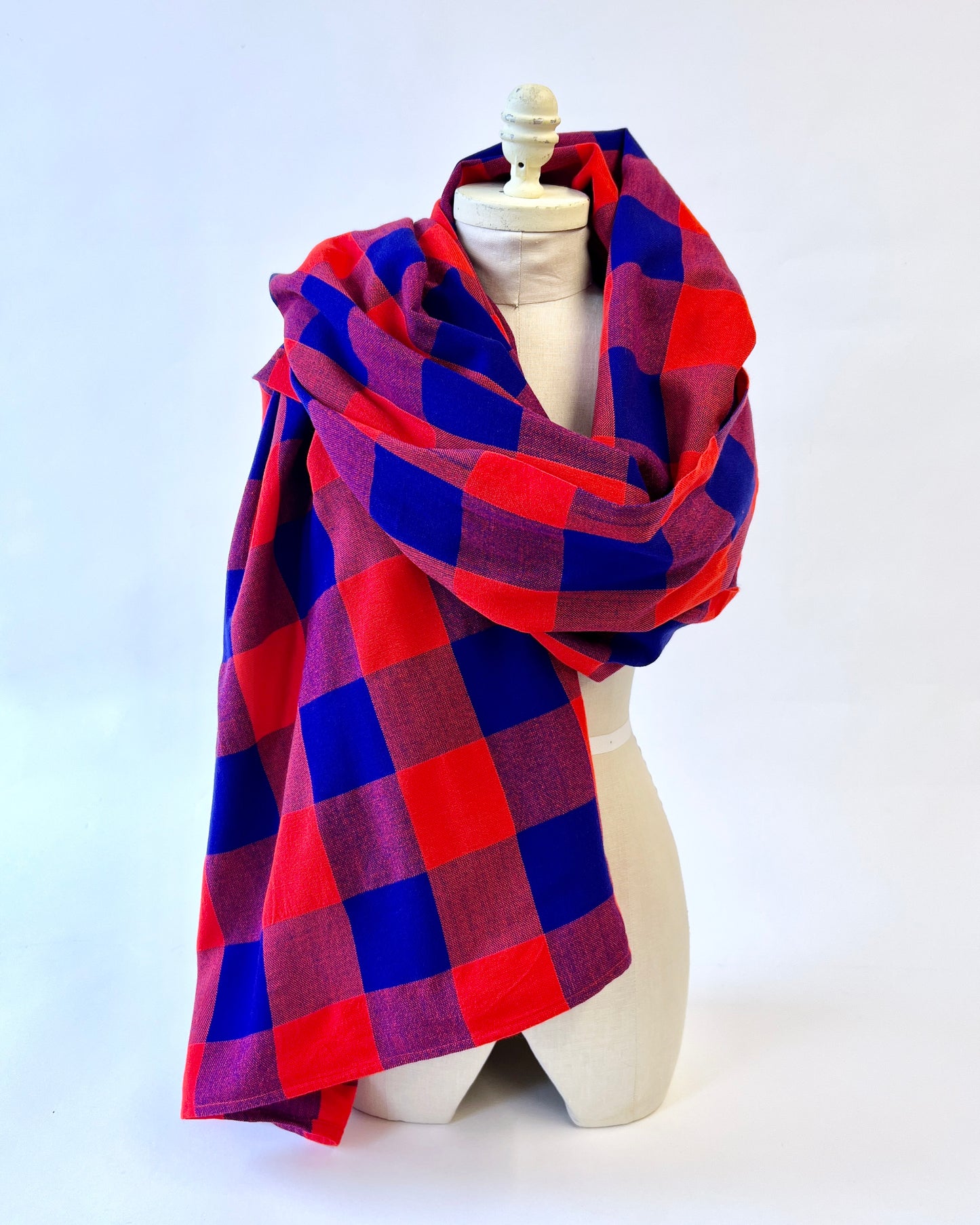 red and royal blue extra large check Masaai Shuka