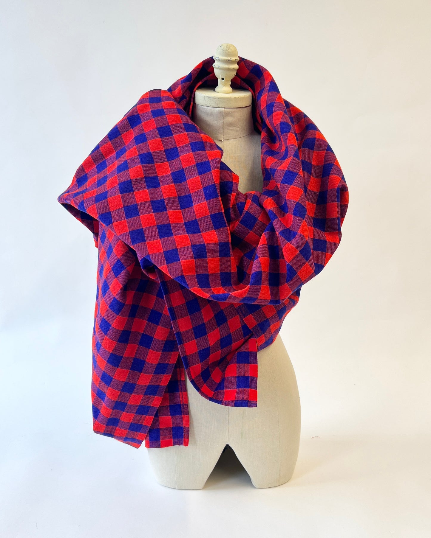 red and royal blue small check Masaai Shuka