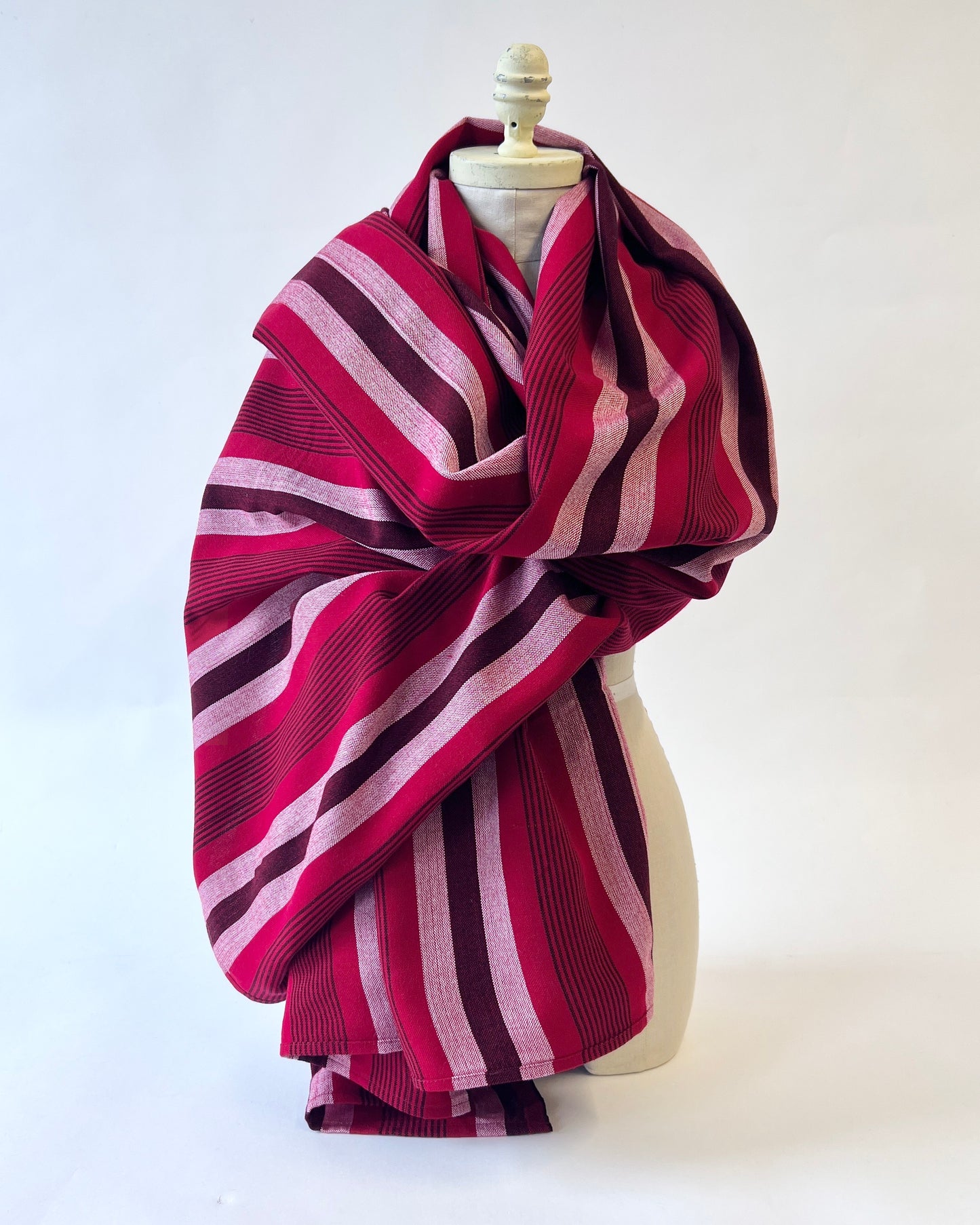 black, red, and white stripe Masaai Shuka