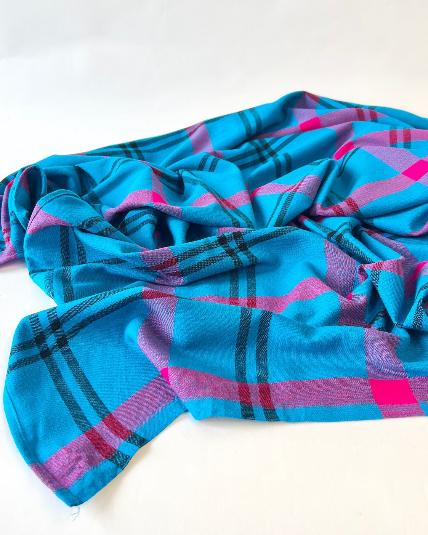 blue, black, and fuchsia plaid Masaai Shuka