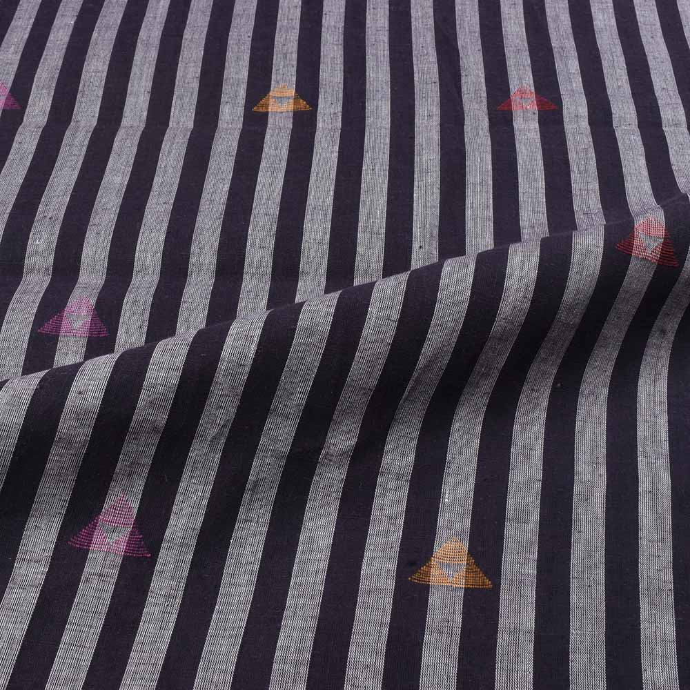 black and white striped Jamdani Khadi cotton