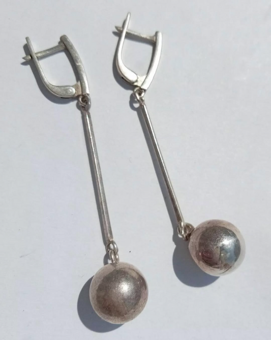 Silver Ball Drop Earrings