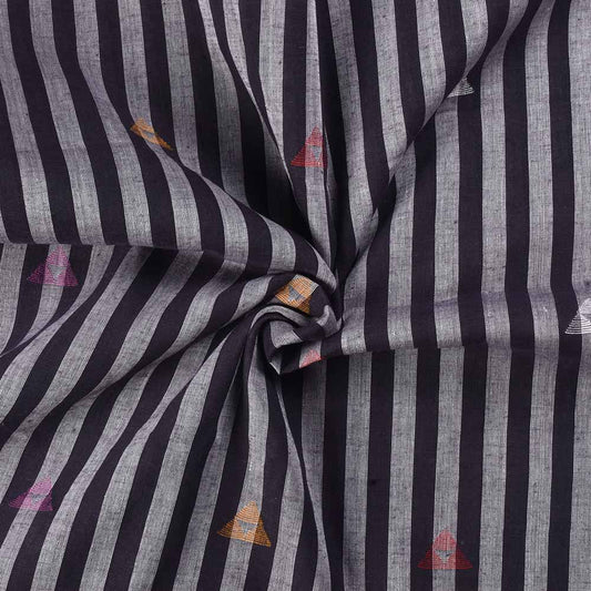 black and white striped Jamdani Khadi cotton