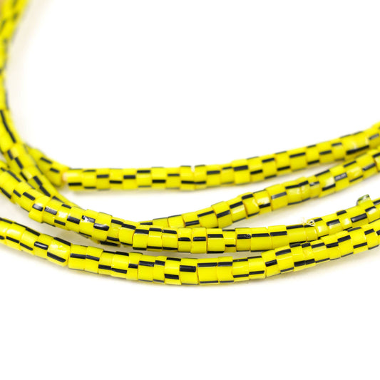 Yellow Striped Seed Trade Beads