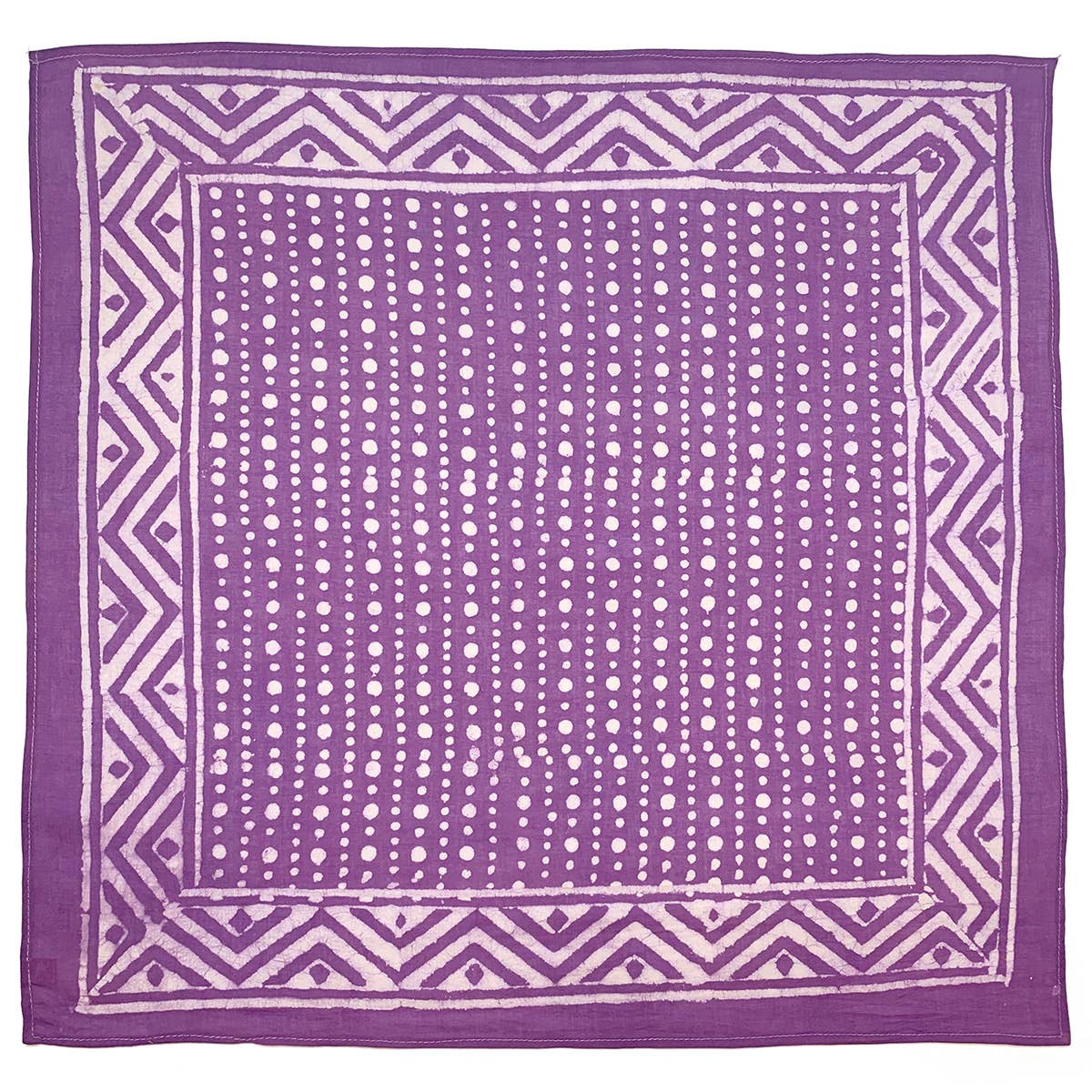 Purple Dots and Chevron Block Printed Bandana