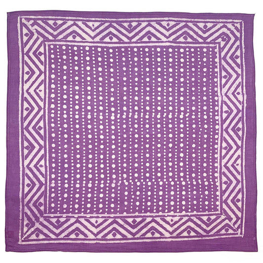 Purple Dots and Chevron Block Printed Bandana