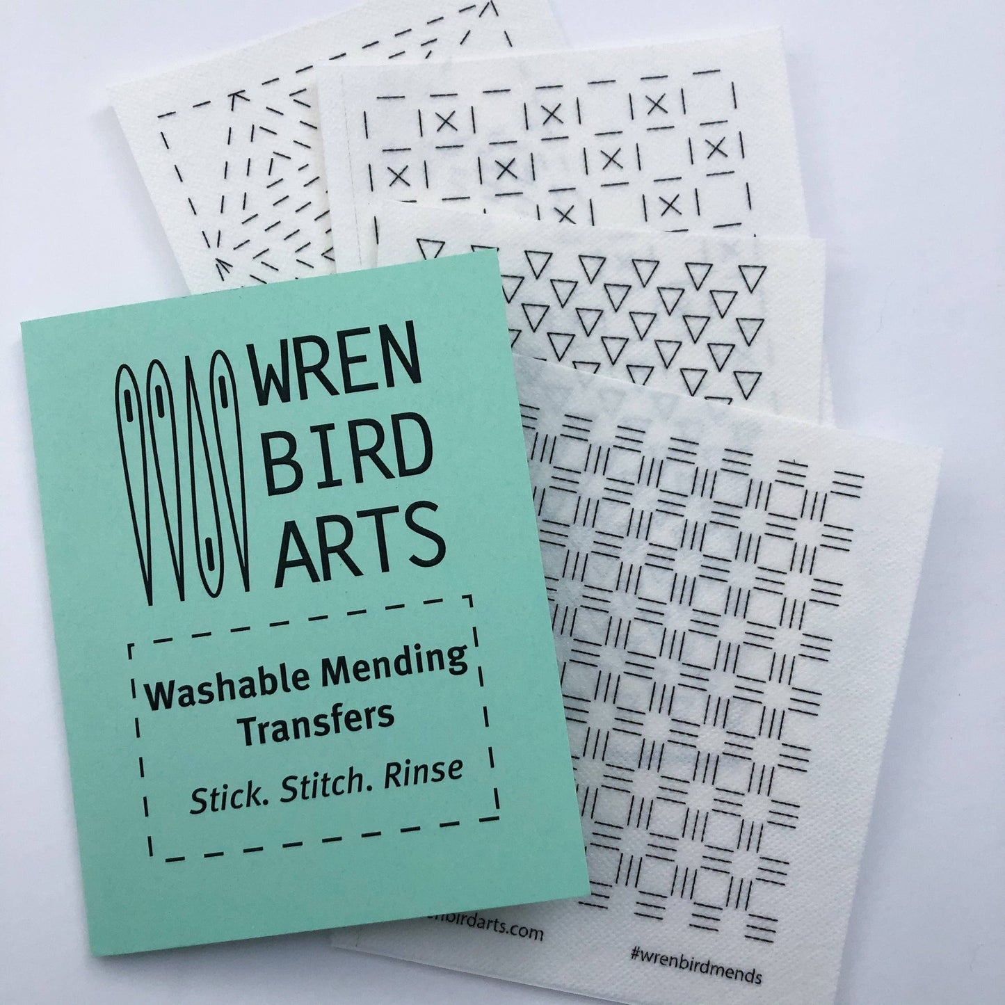 Sashiko Mending Transfers #4 Green Patterns