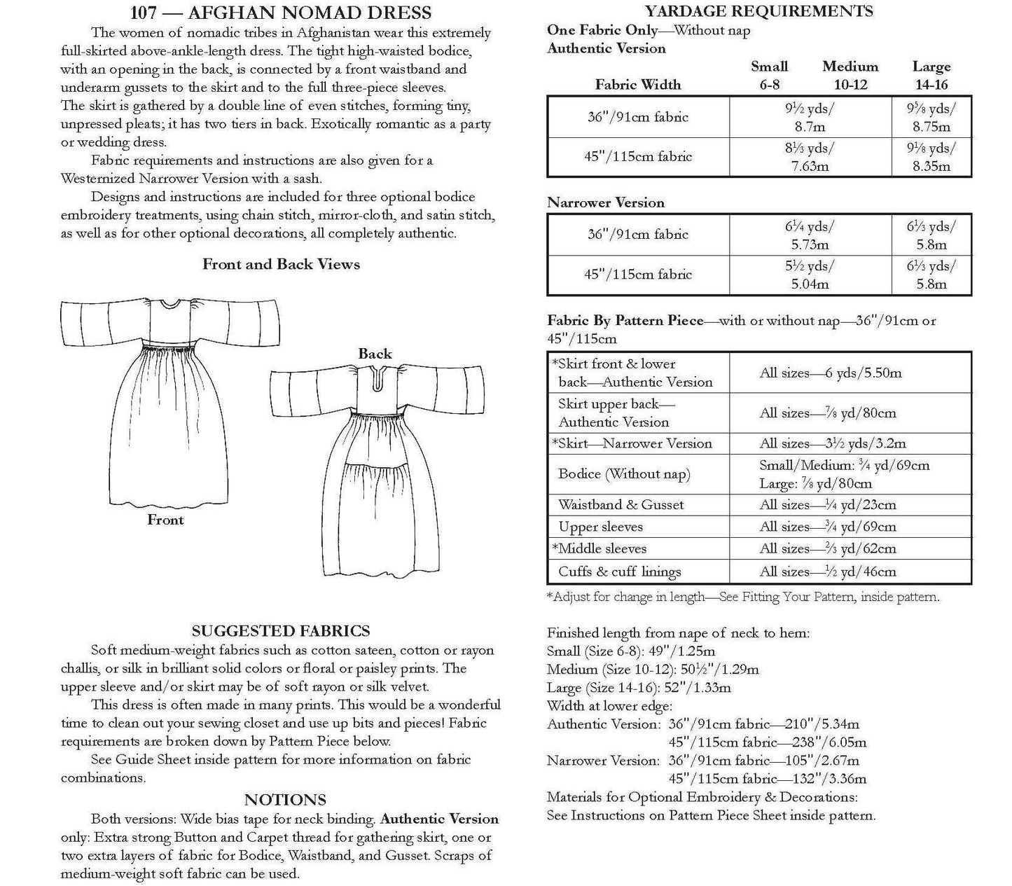 Afghan Dress Sewing Pattern