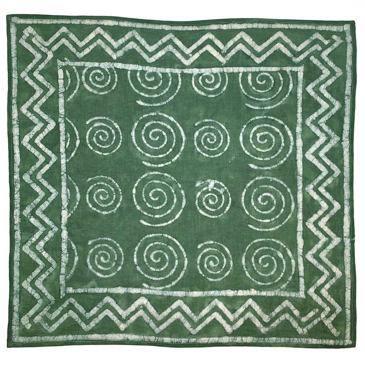 Green Large Spirals Block Printed Bandana